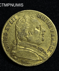 ,MONNAIE,20,FRANCS,OR,LOUIS,XVIII,1814,PETIT,4,
