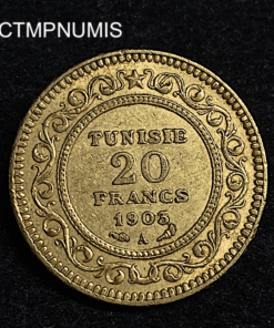 ,MONNAIE,TUNISIE,20,FRANCS,OR,1903,COLONIE,