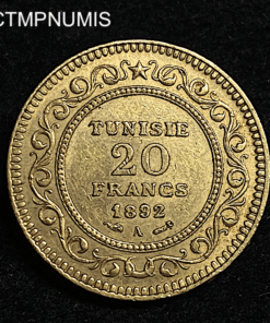 ,MONNAIE,TUNISIE,20,FRANCS,OR,1892,COLONIE,