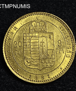,MONNAIE,HONGRIE,20,FRANCS,8,FORINT,OR,1881,