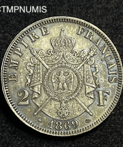 ,MONNAIE,2,FRANCS,ARGENT,NAPOLEON,1869,BB,STRASBOURG,