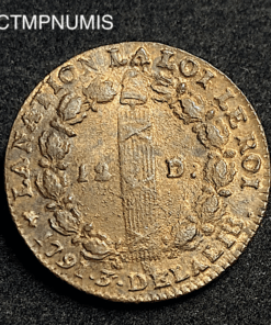 ,MONNAIE,REVOLUTION,12,DENIERS,LOUIS,XVI,1791,D,LYON,