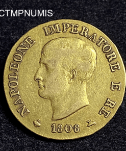 ,MONNAIE,40,LIRE,OR,NAPOLEON,1808,SANS,M,MILAN,