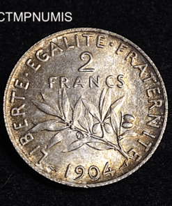 ,MONNAIE,2,FRANCS,ARGENT,SEMEUSE,1904,SPL,