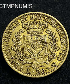 ,MONNAIE,ITALIE,20,LIRE,OR,1828,TURIN,