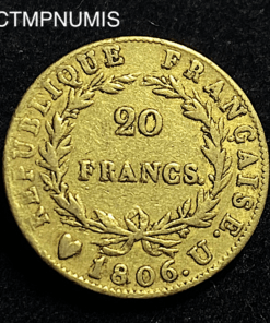 ,MONNAIE,20,FRANCS,OR,NAPOLEON,1806,U,TURIN,