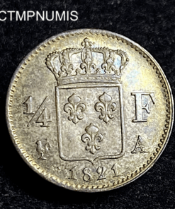 ,MONNAIE,1/4,FRANC,ARGENT,LOUIS,XVIII,1821,SPL,