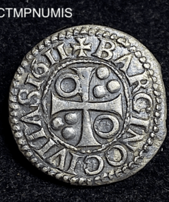 ,MONNAIE,ESPAGNE,1/2,CROAT,ARGENT,1611,BARCELONE,