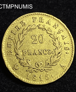 ,MONNAIES,20,FRANCS,OR,NAPOLEON,CENTS,JOURS,1815,