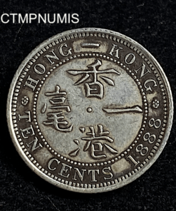 ,MONNAIE,HONG,KONG,10,CENTS,ARGENT,1888,VICTORIA,