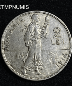 ,MONNAIE,ROUMANIE,2,LEI,ARGENT,1914,