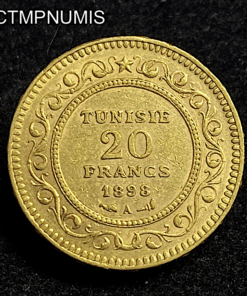 ,MONNAIE,TUNISIE,20,FRANCS,OR,COLONIE,1898,