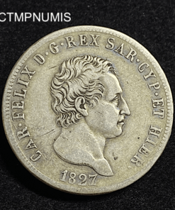 ,MONNAIE,ITALIE,5,LIRE,ARGENT,1827,TURIN,