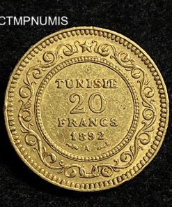 ,MONNAIE,TUNISIE,20,FRANCS,OR,1892,