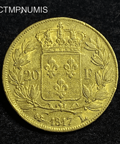,MONNAIE,20,FRANCS,OR,LOUIS,XVIII,1817,L,BAYONNE,