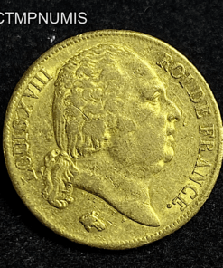 ,MONNAIE,20,FRANCS,OR,LOUIS,XVIII,1817,L,BAYONNE,