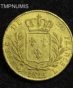 ,MONNAIE,20,FRANCS,OR,LOUIS,XVIII,1815,L,BAYONNE,