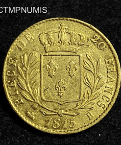 ,MONNAIE,20,FRANCS,OR,LOUIS,XVIII,1815,B,ROUEN,