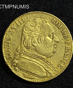 ,MONNAIE,20,FRANCS,OR,LOUIS,XVIII,1815,B,ROUEN,