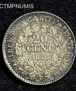 ,MONNAIE,20,CENTIMES,ARGENT,CERES,1850,SPL,