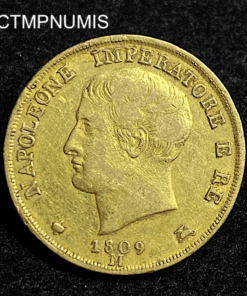 ,MONNAIE,ITALIE,20,LIRE,OR,NAPOLEON,1809,M,MILAN,