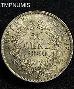 ,MONNAIE,50,CENTIMES,NAPOLEON,1860,BB,STRASBOURG,SUP,