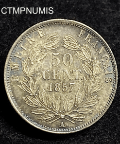 ,MONNAIE,50,CENTIMES,ARGENT,NAPOLEON,1857,SPL,