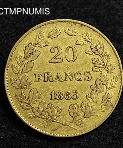 ,MONNAIE,BELGIQUE,20,FRANCS,OR,1865