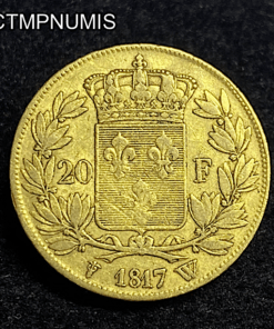 ,MONNAIE,20,FRANCS,OR,LOUIS,XVIII,1817,W,LILLE,