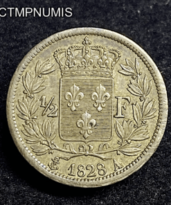 ,MONNAIE,1/2,FRANC,ARGENT,CHARLES,X,1828,SUP,