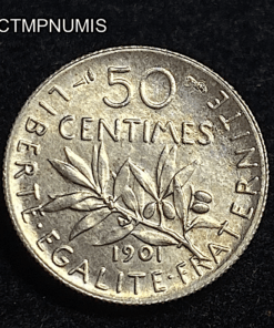 ,MONNAIE,50,CENTIMES,ARGENT,SEMEUSE,1901,SPL,