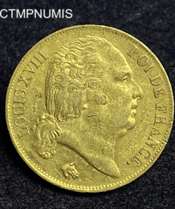 ,MONNAIE,20,FRANCS,OR,LOUIS,XVIII,1818,W,LILLE,