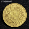 ,MONNAIE,SUISSE,20,FRANCS,OR,VRENELI,1905,