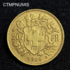 ,MONNAIE,SUISSE,20,FRANCS,OR,VRENELI,1906,