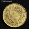 ,MONNAIE,SUISSE,20,FRANCS,OR,VRENELI,1935,DECALEE,