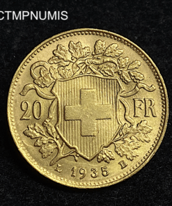 ,MONNAIE,SUISSE,20,FRANCS,OR,VRENELI,1935,DECALEE,