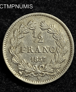 ,MONNAIE,1/2,FRANC,ARGENT,LOUIS,PHILIPPE,1837,ROUEN,