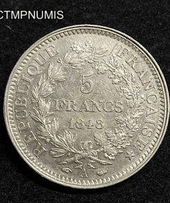 ,MONNAIE,5,FRANCS,ARGENT,HECULE,1848,SUP,