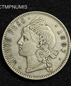 ,MONNAIE,REPUBLIQUE,DOMINICAINE,1/2,PESO,ARGENT,1897,