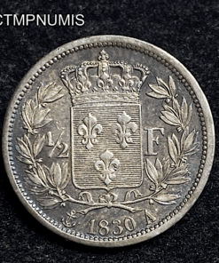 ,MONNAIE,50,CENTIMES,CHARLES,X,ARGENT,1830,SUP,