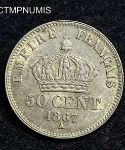 ,MONNAIE,50,CENTIMES,ARGENT,NAPOLEON,1867,