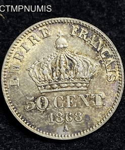 ,MONNAIE,50,CENTIMES,ARGENT,NAPOLEON,1868,