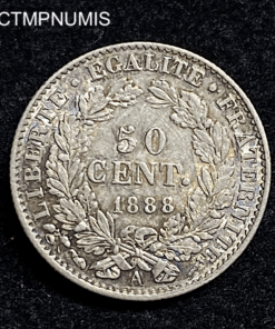 ,MONNAIE,50,CENTIMES,CERES,ARGENT,1888,SPL,