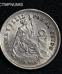 ,MONNAIE,PEROU,1,DINERA,ARGENT,1874,LIMA,SUP,