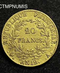 ,MONNAIE,CONSULAT,20,FRANCS,OR,BONAPARTE,CONSUL,AN,12,