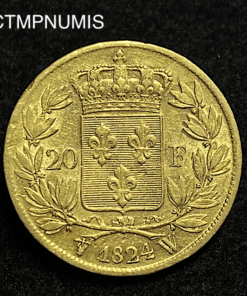,MONNAIE,20,FRANCS,OR,LOUIS,XVIII,1824,W,LILLE,