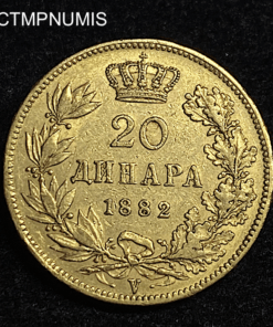 ,MONNAIE,SERBIE,20,DINARA,1882,OR,