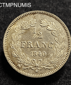 ,MONNAIE,1/2,FRANC,ARGENT,LOUIS,PHILIPPE,1840,B,ROUEN,SUP,