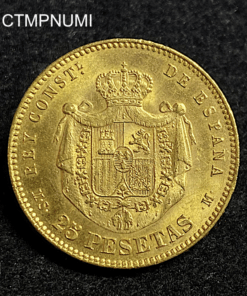,MONNAIE,ESPAGNE,25,PESETAS,OR,1880,MSM,SPL,