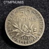 ,MONNAIE,50,CENTIMES,ARGENT,SEMEUSE,1911,SUP,